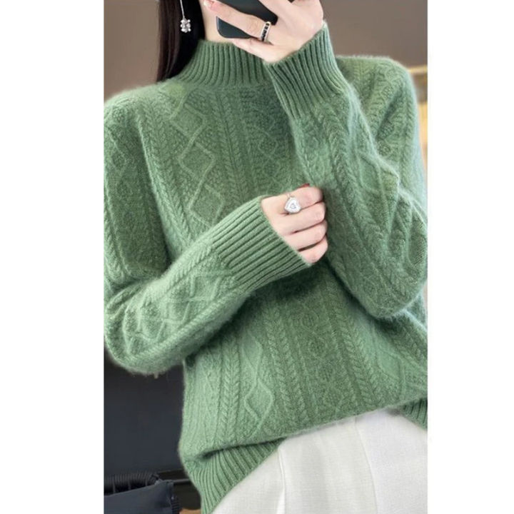 Women's Stylish Turtleneck Cable Knit Jumper | Ideal for Autumn/Winter