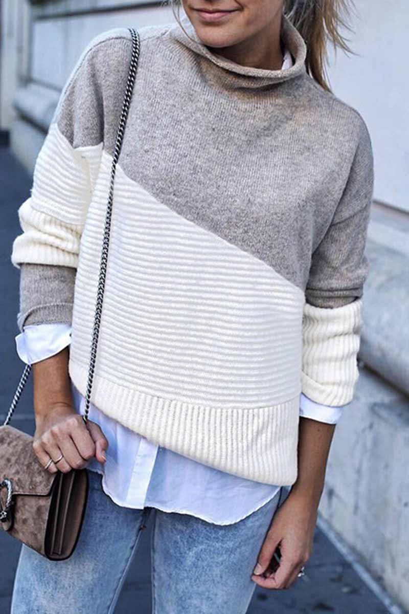 Women's Modern Casual Cashmere Jumper with Contrasting Design | Ideal for Autumn/Winter