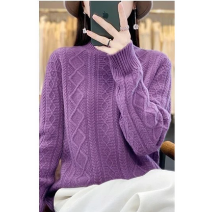 Women's Stylish Turtleneck Cable Knit Jumper | Ideal for Autumn/Winter
