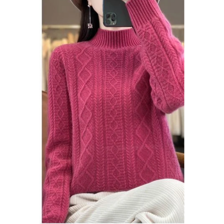 Women's Stylish Turtleneck Cable Knit Jumper | Ideal for Autumn/Winter