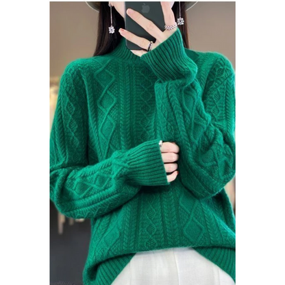 Women's Stylish Turtleneck Cable Knit Jumper | Ideal for Autumn/Winter