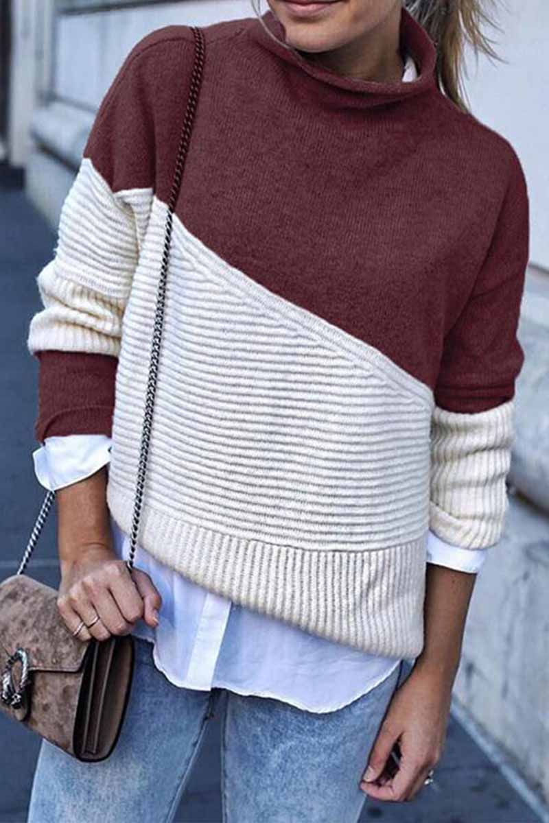 Women's Modern Casual Cashmere Jumper with Contrasting Design | Ideal for Autumn/Winter