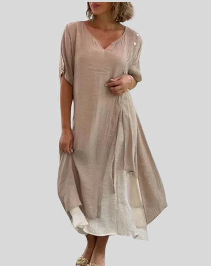 Women's Summer V-Neck Dress with Button Down Design | Ideal for Spring/Summer
