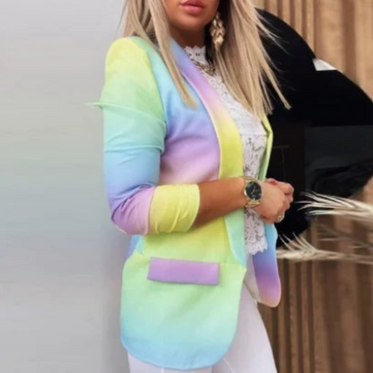 Women's Stylish Unique Print Multicolor Blazer with Pockets | Great for Everyday Wear