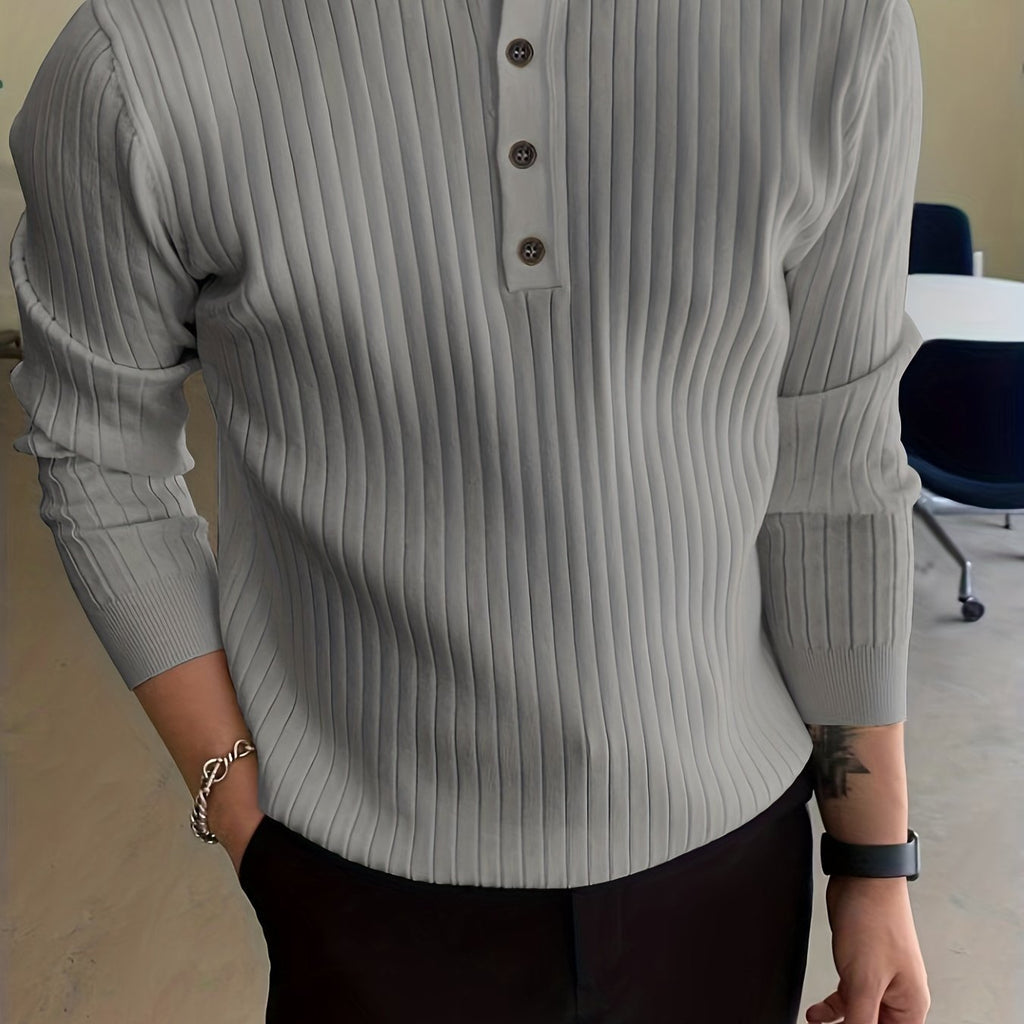 Men's Ribbed Jumper with Buttons | Ideal for Autumn/Winter