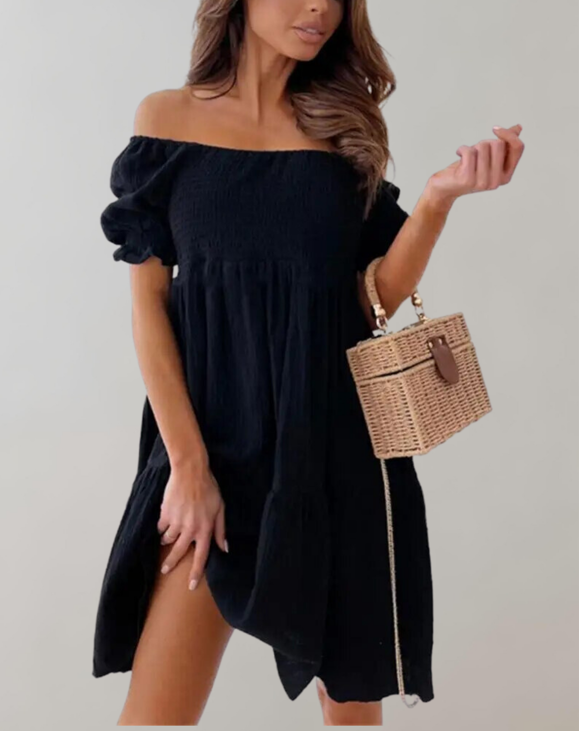 Women's Elegant White Beach Dress with Slash Neck Design for Summer-3