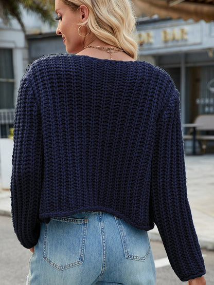 Women's Chic Knit Cardigan with Pockets and Large Buttons | Ideal for Autumn/Winter