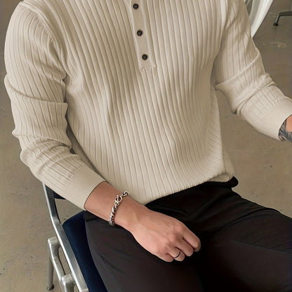 Men's Ribbed Jumper with Buttons | Ideal for Autumn/Winter
