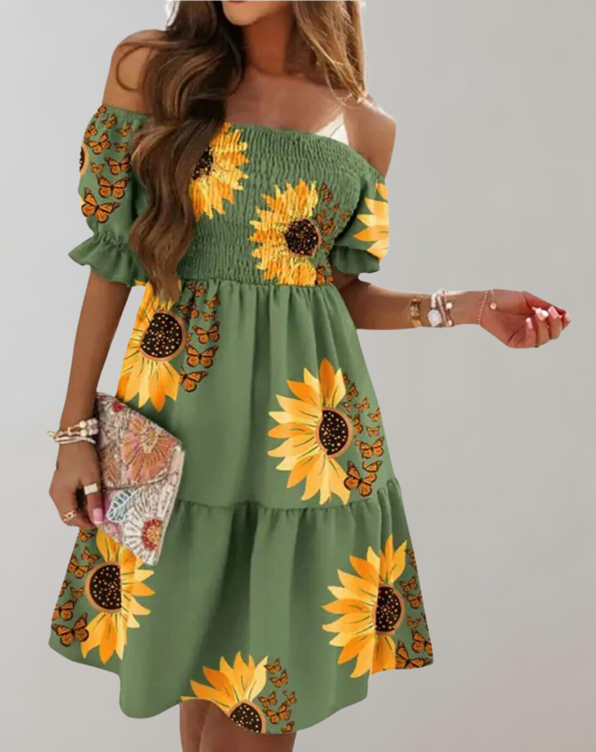 Women's Elegant White Beach Dress with Slash Neck Design for Summer-2