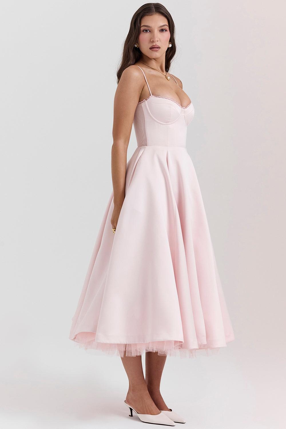 Katey - Elegant Tulle Midi Dress for Women