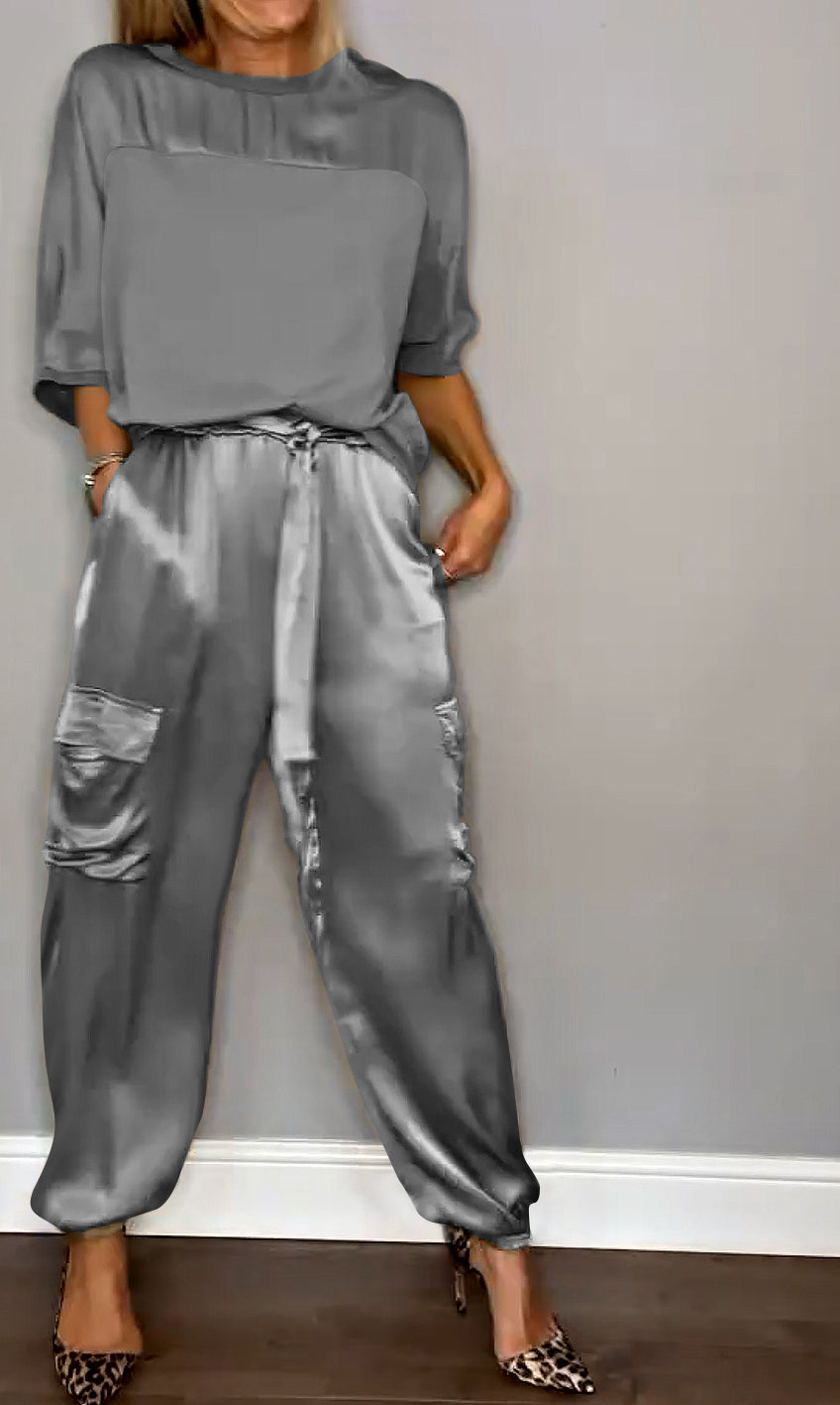 Sibella - Elegant Satin Outfit Set for Women