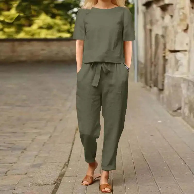 Ottilie - Breathable Linen Outfit  Set for Women