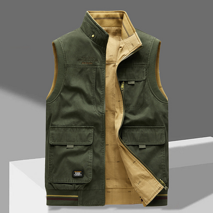 Men's Durable Sleeveless Vest - Breathable Comfort with Utility Pockets