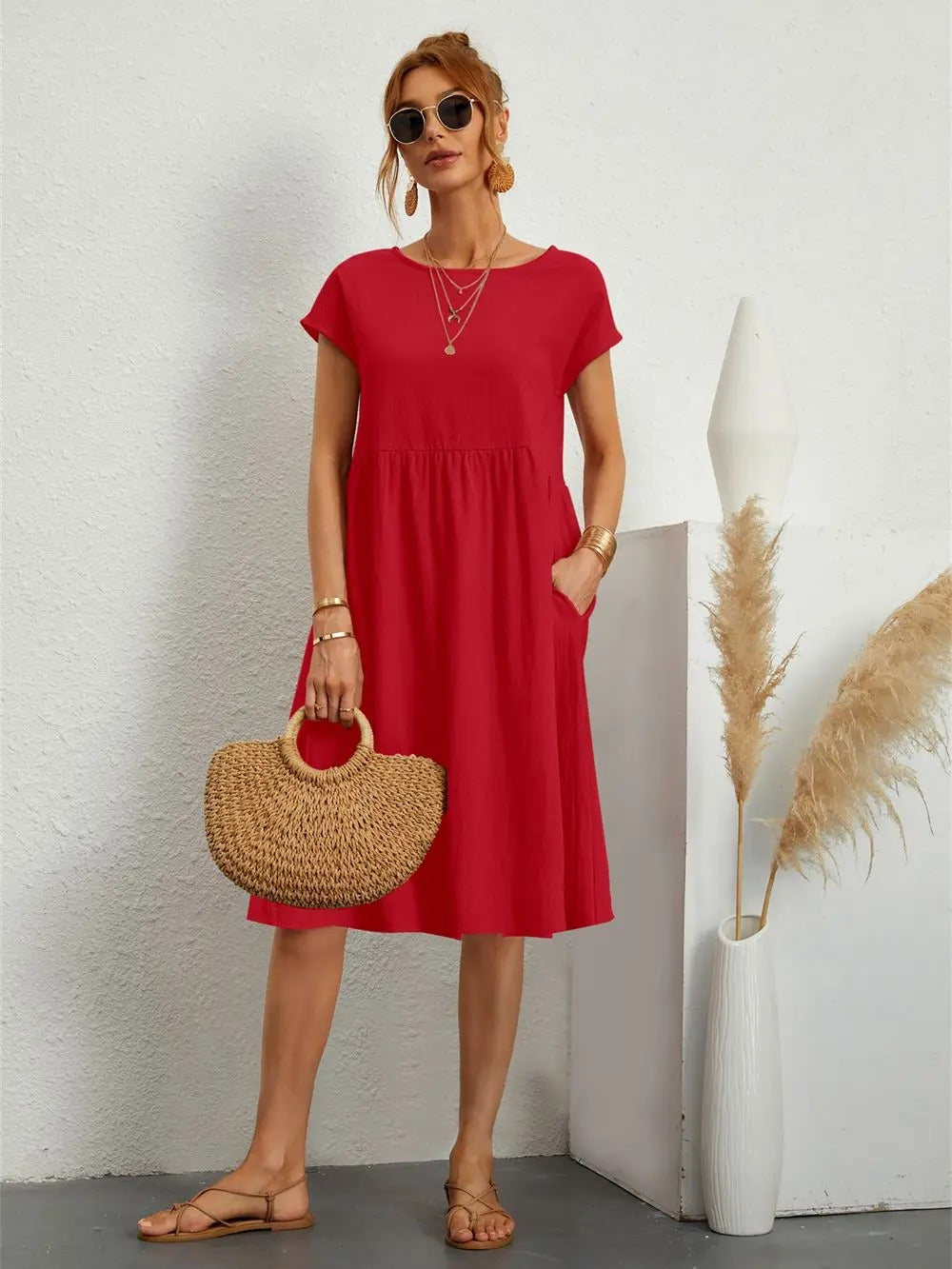 Urselle - Vintage Summer Midi Dress for Women