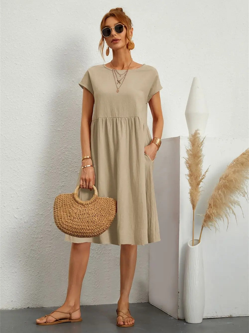 Urselle - Vintage Summer Midi Dress for Women