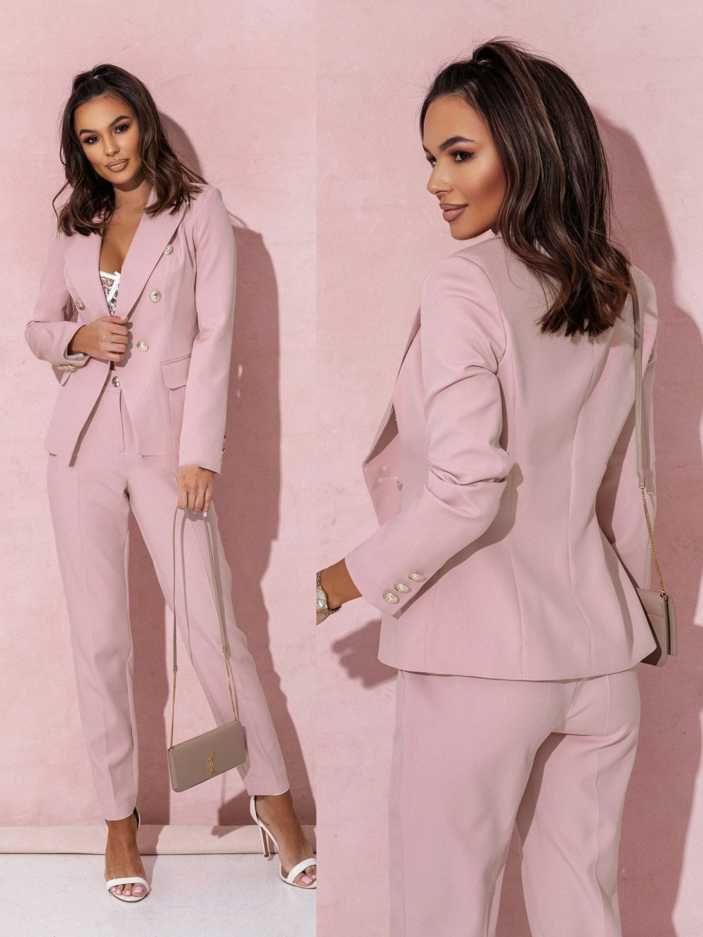 Men's Double-Breasted Suit with Tailored Fit for Formal and Casual Occasions