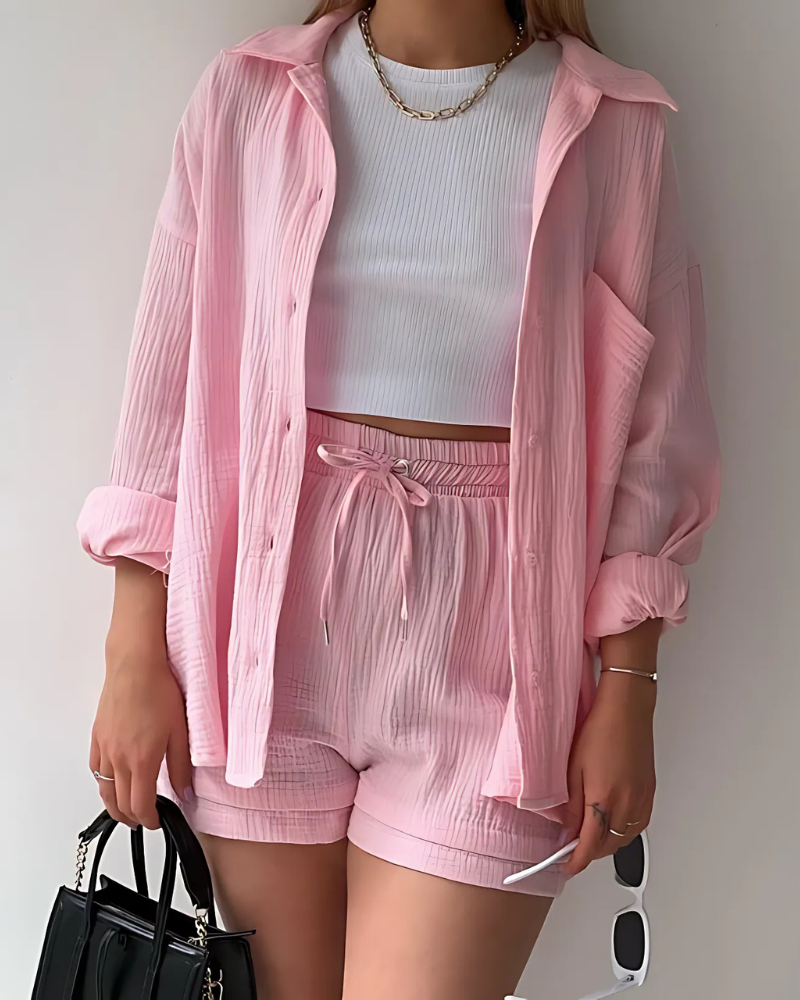 Perrie - Textured Cotton 2 Piece Set for Women