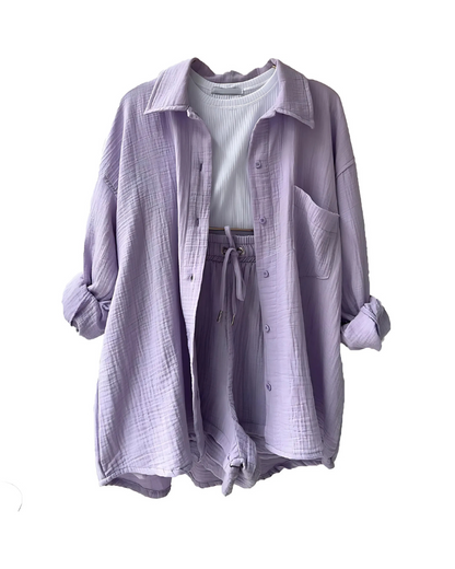 Perrie - Textured Cotton 2 Piece Set for Women