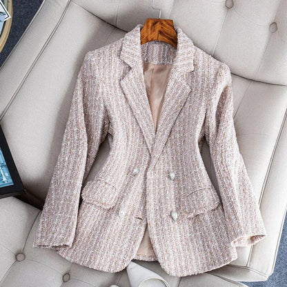 Women's Trendy Double-Button Checked Blazer with Pockets | Great for Casual Days