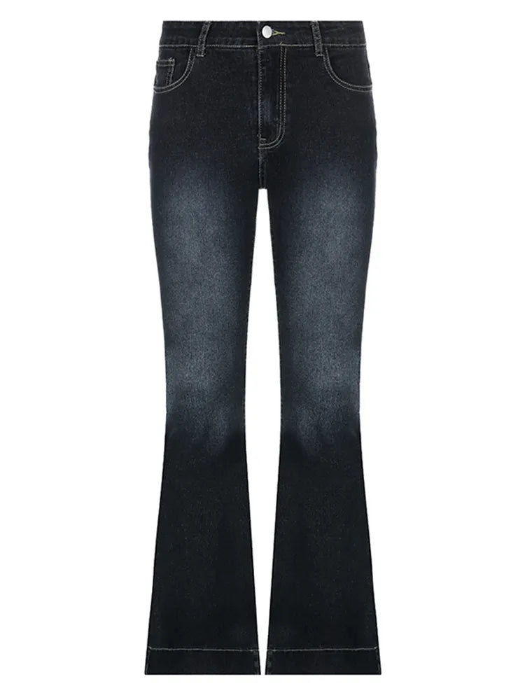 Women's Vintage Low-Waist Dark Wash Flared Jeans | Great for Everyday Wear