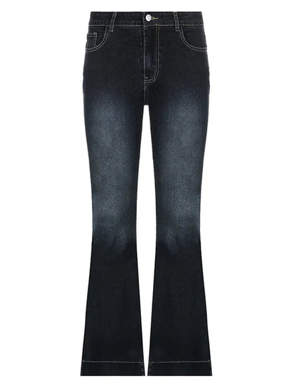Women's Vintage Low-Waist Dark Wash Flared Jeans | Great for Everyday Wear