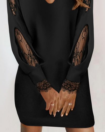 Women's Casual Cotton Summer Dress with Lace Detail-3