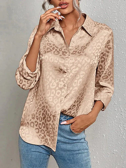 Women's Elegant Leopard Patterned Blouse | Ideal for Spring/Summer