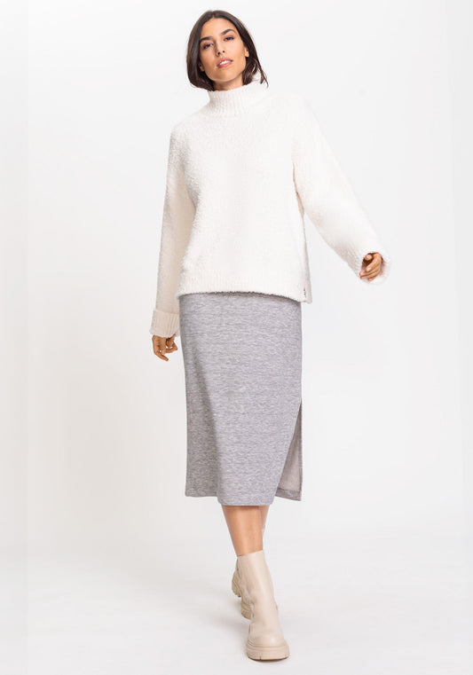 Women's A-Line Midi Skirt with Subtle Texture