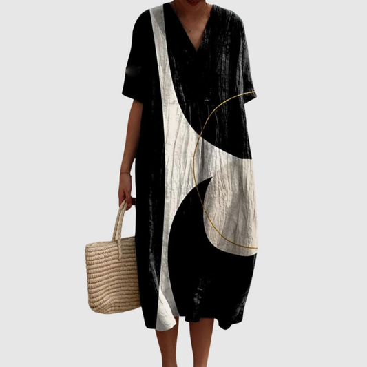 Women's Abstract Midi Dress with Flowing Shape