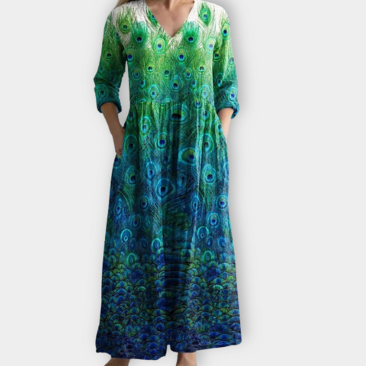 Women's Boho Maxi Dress with Flowing Design for Summer Wear