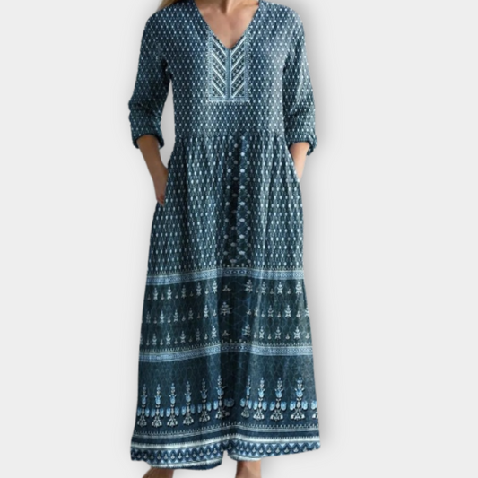 Women's Boho Maxi Dress with Flowy Silhouette for Summer Wear