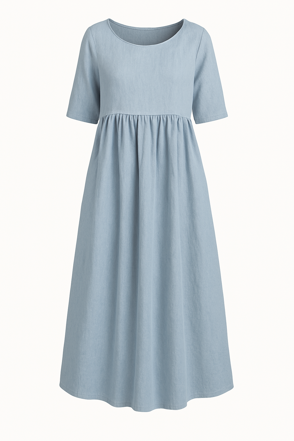Women's Casual Loose Midi Dress with Tummy Coverage and Side Pockets