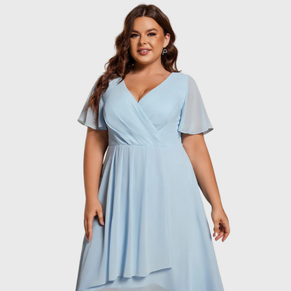 Women's Casual Plus Size Summer Midi Dress with Layered Hem