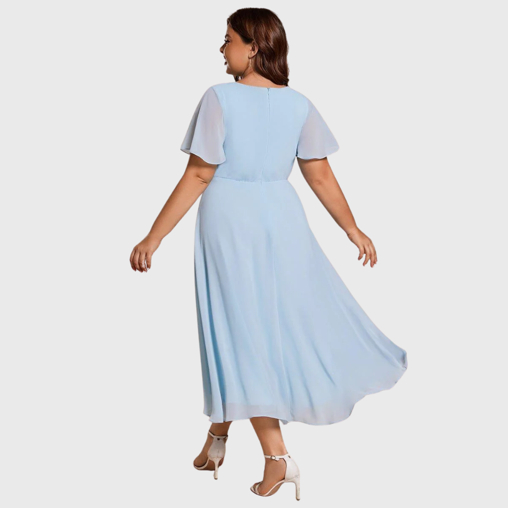 Women's Casual Plus Size Summer Midi Dress with Layered Hem