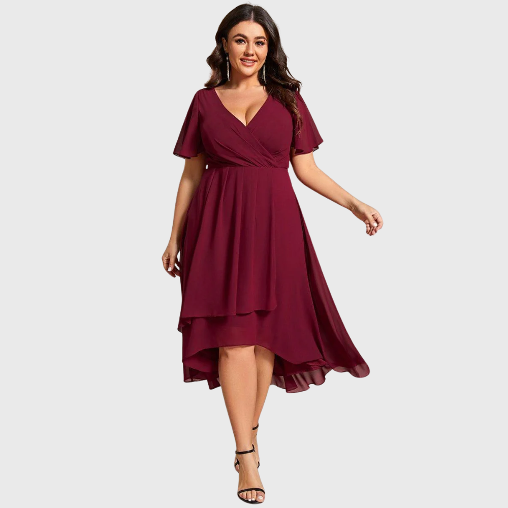 Women's Casual Plus Size Summer Midi Dress with Layered Hem