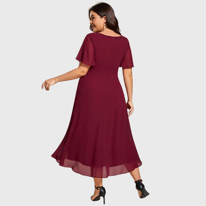 Women's Casual Plus Size Summer Midi Dress with Layered Hem