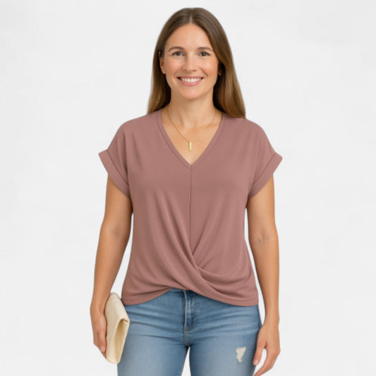 Women's Casual Relaxed Fit Blouse with Twist Detail