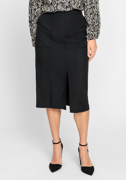 Women's Chic Midi Skirt with Belt Loops and Pockets