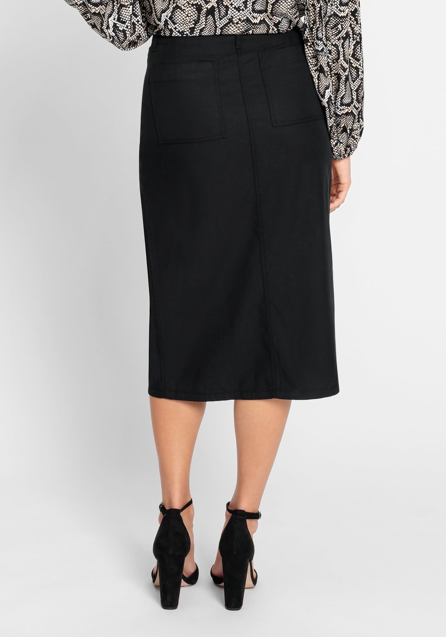 Women's Chic Midi Skirt with Belt Loops and Pockets