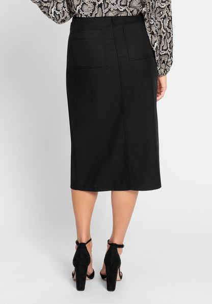Women's Chic Midi Skirt with Belt Loops and Pockets
