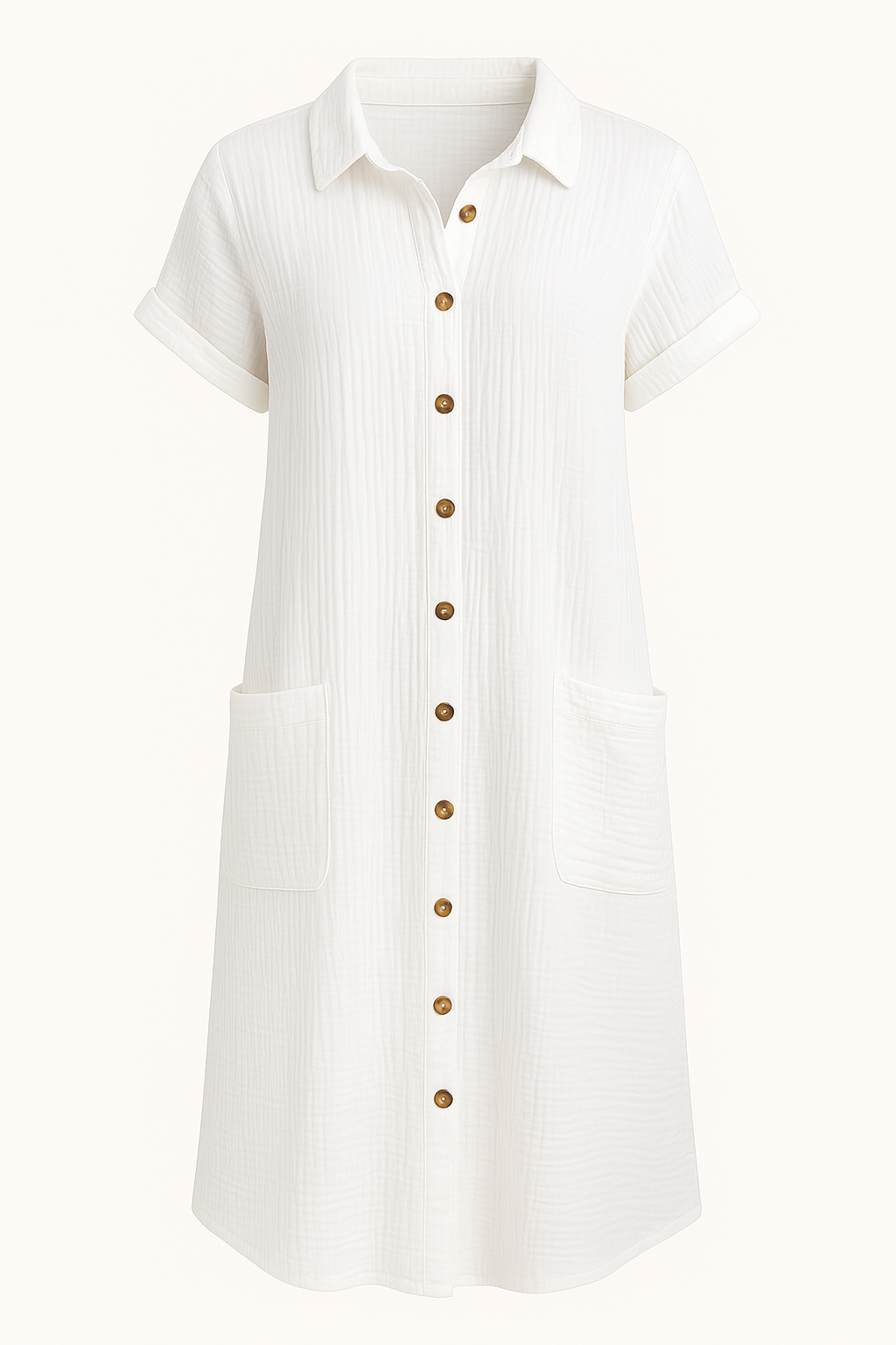 Women's Comfortable Button Dress with Front Pockets for Summer