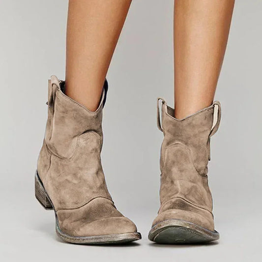 Women's Comfortable Cowboy Boots with Western Details and Pull-On Loops