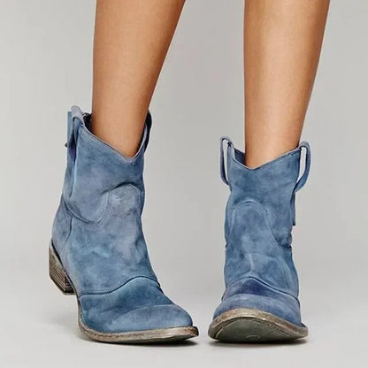 Women's Comfortable Cowboy Boots with Western Details and Pull-On Loops