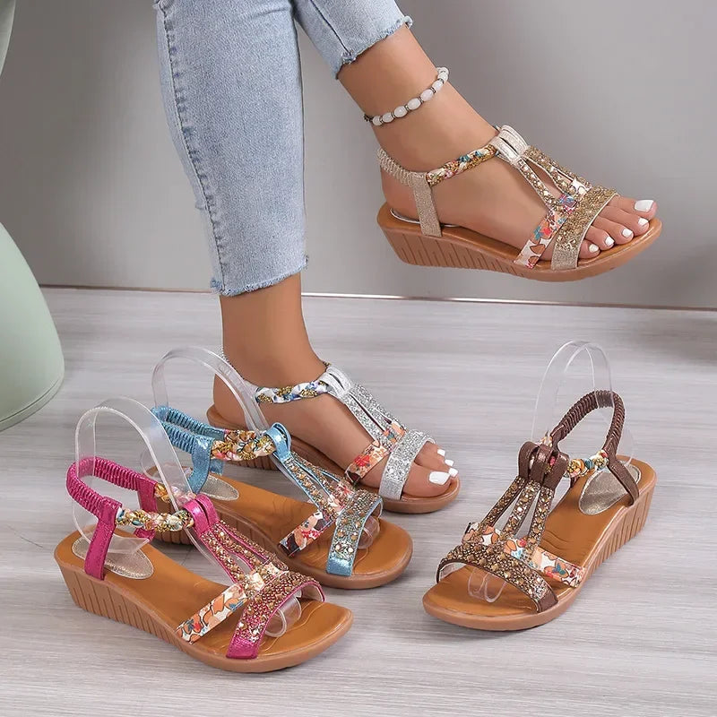 Women's Comfortable Flat Sandals with Boho Design