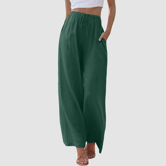 Women's Comfortable High-Waisted Wide Leg Pants with Adjustable Drawstring