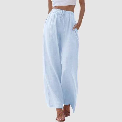 Women's Comfortable High-Waisted Wide Leg Pants with Adjustable Drawstring