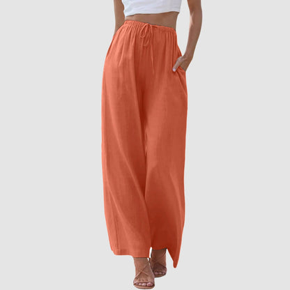 Women's Comfortable High-Waisted Wide Leg Pants with Adjustable Drawstring