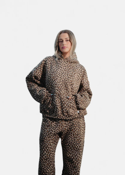 Women's Comfortable Hoodie with Leopard Print Design