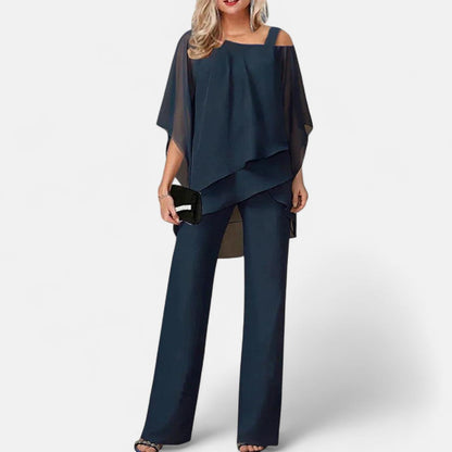 Women's Comfortable Loungewear Set with Layering Top and Straight Pants