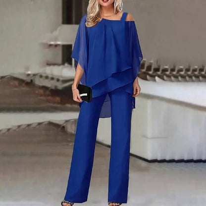 Women's Comfortable Loungewear Set with Layering Top and Straight Pants